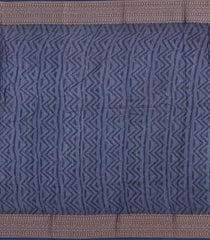 Indigo Printed Chanderi Cotton Saree With Zari Border-CC1514
