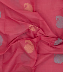 Peach Handloom Village Cotton Saree With Buttas-VC1675