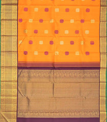 Orange Handloom Korvai Kanchipuram Silk Saree With Meena Buttas-KA12974