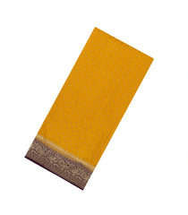 Mustard Handloom Banarasi Khaddi Georgette Silk Saree With Contrast Border-BE1818