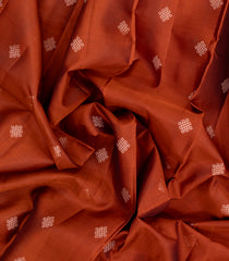 Rust Handloom Soft Silk Saree With Buttas-SO4645