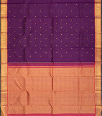 Dark Magenta Handloom Kanchipuram Silk Saree With Kamalam Buttas-KA12649