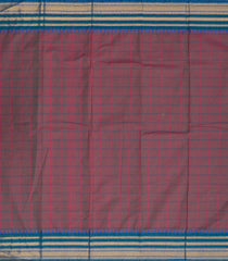 Dark Lilac Woven Chettinad Cotton Saree With Checks & Contrast Border-CN1822