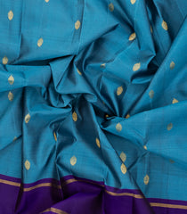 Sky Blue Handloom Kanchipuram Silk Saree With Floral Buttas-KA14442
