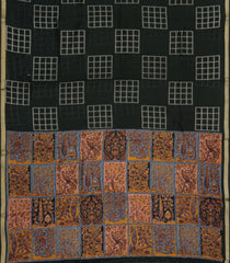 Dark Green Printed Art Chanderi Saree With Zari Border-BL5014