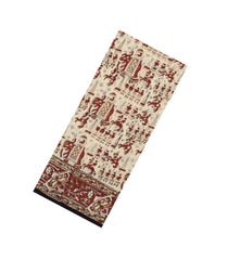 Cream Printed Jaipur Cotton Saree With Printed Tribal Motifs-JC1786