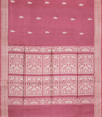 Dusty Pink Woven Tussar Silk Saree With Tribal Motifs-TU3498