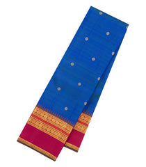 Blue Handloom Korvai Kanchipuram Silk Saree With Zari Buttas-KA16726