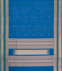 Blue Handloom Silk Cotton Saree With Zari Buttas & Contrast Border-SC4807