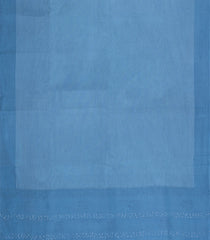 Steel Blue Printed Tussar Silk Saree With Stripes-TU3375