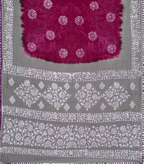 Magenta Printed Jaipur Cotton Saree With Tie & Dye Motifs-JC1855
