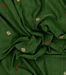 Green Handloom Bengal Cotton Saree With Floral Buttas-BG1598