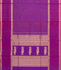 Purple Handloom Silk Cotton Saree With Checks-SC4266