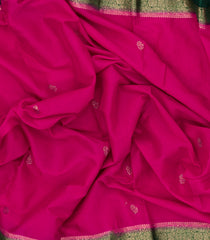 Hot Pink Woven Art Crepe Saree With Stone Work In Contrast Border-BL5142