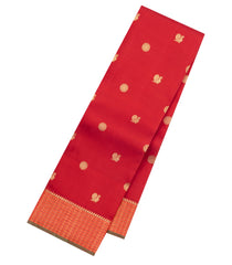 Red Handloom Kanchipuram Silk Saree With Annam Buttas-KA15691