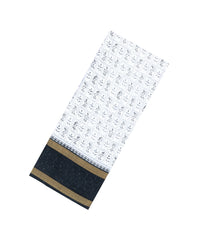 White Printed Synthetic Dola Silk Saree With Sequin Work Border-SY0257