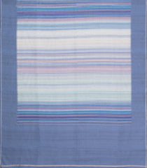 Blue Printed Synthetic Dupion Saree With Abstract Stripes-SY0487