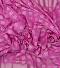 Pink Woven Synthetic Viscose Saree With Floral Zari Motifs & Border-BL5079