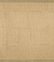 Beige Printed Tussar Silk Saree With Floral Motifs-TU3670