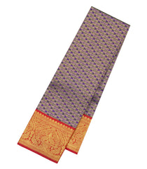 Violet Handloom Korvai Kanchipuram Silk Saree With Meena Floral Motifs-KA15827