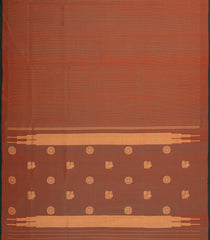 Rust Handloom Silk Cotton Saree With Zari Stripes-SC4060