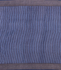 Indigo Printed Chanderi Cotton Saree With Zari Border-CC1553