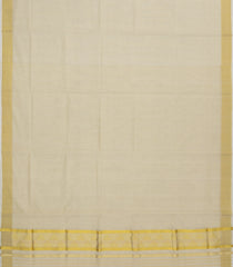Off White Handloom Kerala Cotton Saree With Zari Stripes Border-KEC1027