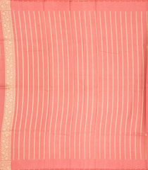 Peach Handloom Banarasi Silk Cotton Saree With Floral Motifs-BE1633