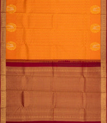 Orange Handloom Korvai Kanchipuram Silk Saree With Kamalam Motifs-KA15500