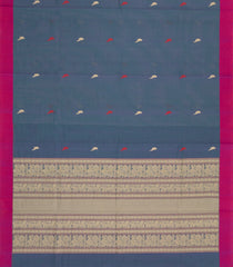 Dark Grey Handloom Village Cotton Saree With Buttas-VC1643