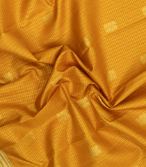 Mustard Handloom Korvai Kanchipuram Silk Saree With Checks & Buttas-KA15896