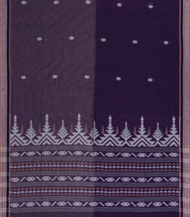 Violet Handloom Bengal Cotton Saree With Stirpes & Floral Buttas-BG1692