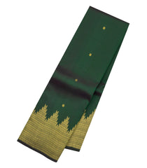 Dark Green Handloom Kanchipuram Silk Saree With Buttas & Temple Border-KA15797