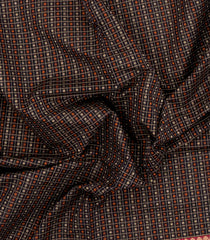 Black Handloom Village Cotton Saree With Checks & Buttas-VC1665