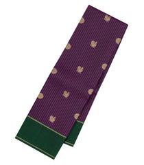 Dark Purple Handloom Kanchipuram Silk Saree With Stripes & Buttas-KA15516