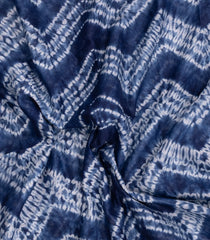 Indigo Printed Chanderi Cotton Saree With Zari Border-CC1502