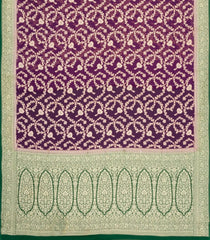 Dark Purple Handloom Banarasi Khaddi Georgette Silk Saree With Contrast Border-BE1859