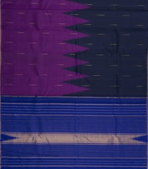 Navy Blue & Magenta Handloom Half & Half Korvai Kanchipuram Silk Saree-KA15868