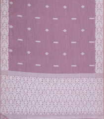 Lilac Woven Art Linen Saree With Floral Buttas-BL5663