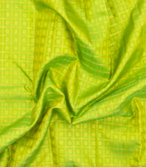 Neon Green Handloom Korvai Kanchipuram Silk Saree With Zari Checks & Buttas-KA16193