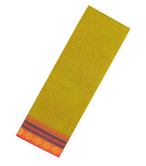 Lemon Yellow Woven Chettinad Cotton Saree With Checks & Contrast Border-CN1768
