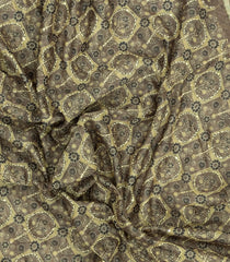 Dark Olive Printed Art Dupion Saree With Floral Motifs-BL6136