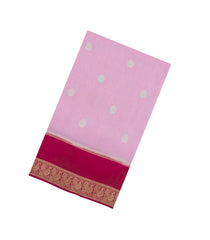 Bubblegum Pink Woven Blended Viscose With Zari Buttas-BL5557
