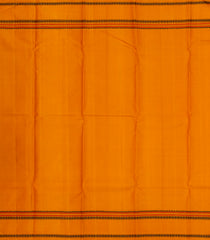 Black Handloom Korvai Kanchipuram Silk Saree With Mustard Border-KA13149