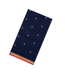 Midnight Blue Handloom Maheswari Silk Cotton Saree With Floral Buttas-SC4900