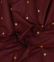 Dark Maroon Handloom Kanchi Cotton Saree With Buttas-KC1783
