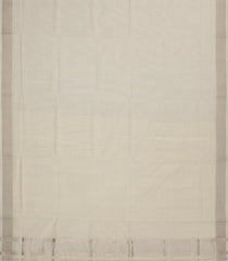 Off White Handloom Kerala Cotton Saree With Silver Zari Border-KEC1064