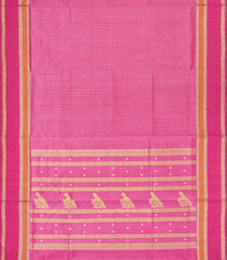 BubbleGum Pink Handloom Silk Cotton Saree With Checks-SC4576