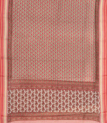 Peach Handloom Chanderi Cotton Saree With Printed Floral Motifs-CC1259