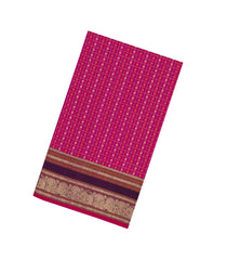 Hot Pink Handloom Silk Cotton Saree With Checks-SC4213
